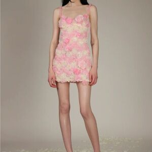 Daisy daisy limited Pink and Cream Babydoll Mini Dress with Spaghetti Straps